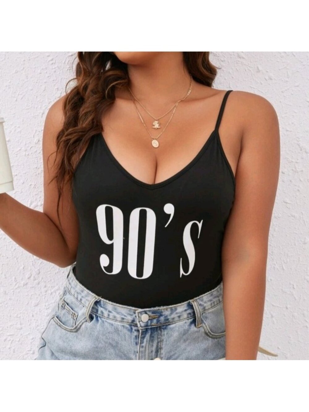 Shein Curve Black 90's Bodysuit Tank Top Stretchy Summer Sexy Plus Size 2X